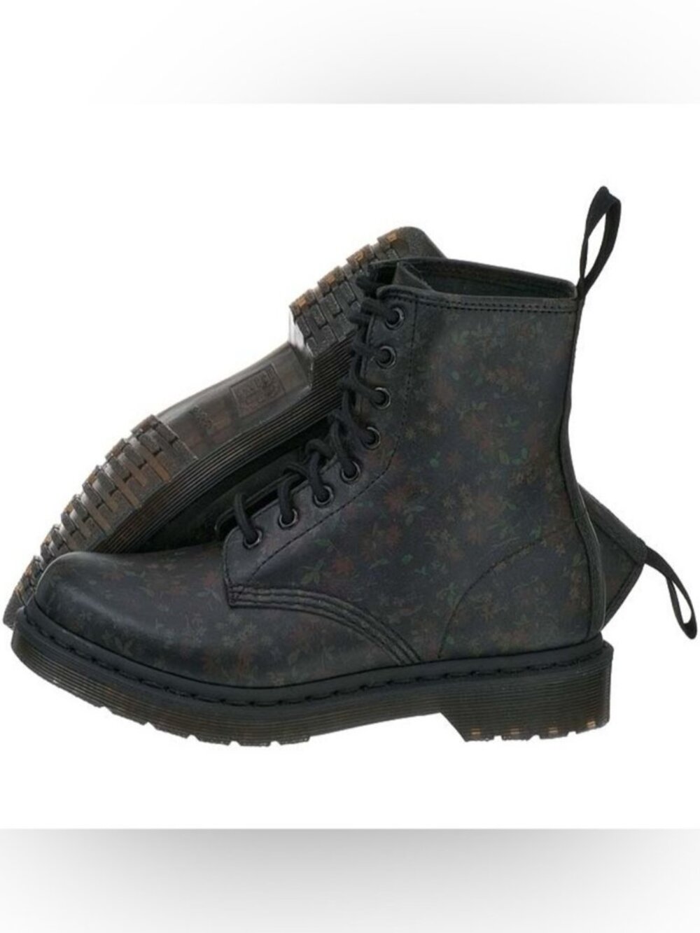 Dr. Martens Black little Flowers Leather 1460 Combat Boots us 9 eu 41 matte chic